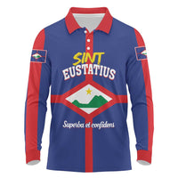 Personalized Sint Eustatius Long Sleeve Polo Shirt Statia Superba et Confidens - Wonder Print Shop