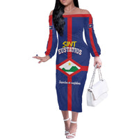 Personalized Sint Eustatius Off The Shoulder Long Sleeve Dress Statia Superba et Confidens - Wonder Print Shop