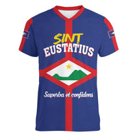 Personalized Sint Eustatius Women V-Neck T-Shirt Statia Superba et Confidens - Wonder Print Shop