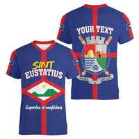 Personalized Sint Eustatius Women V-Neck T-Shirt Statia Superba et Confidens - Wonder Print Shop