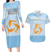 Personalized Republic of Anguilla Couples Matching Long Sleeve Bodycon Dress and Hawaiian Shirt Strength and Endurance