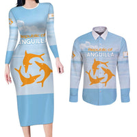 Personalized Republic of Anguilla Couples Matching Long Sleeve Bodycon Dress and Long Sleeve Button Shirt Strength and Endurance