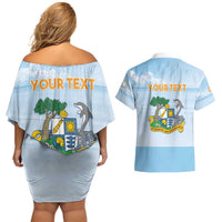 Personalized Republic of Anguilla Couples Matching Off Shoulder Short Dress and Hawaiian Shirt Strength and Endurance
