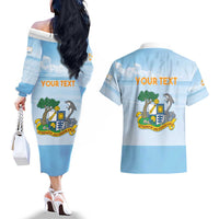 Personalized Republic of Anguilla Couples Matching Off The Shoulder Long Sleeve Dress and Hawaiian Shirt Strength and Endurance