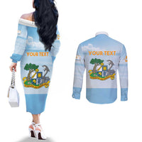 Personalized Republic of Anguilla Couples Matching Off The Shoulder Long Sleeve Dress and Long Sleeve Button Shirt Strength and Endurance