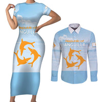 Personalized Republic of Anguilla Couples Matching Short Sleeve Bodycon Dress and Long Sleeve Button Shirt Strength and Endurance