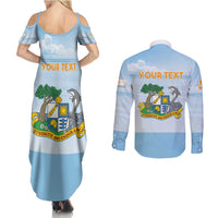 Personalized Republic of Anguilla Couples Matching Summer Maxi Dress and Long Sleeve Button Shirt Strength and Endurance