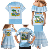 Personalized Republic of Anguilla Family Matching Mermaid Dress and Hawaiian Shirt Strength and Endurance - Wonder Print Shop