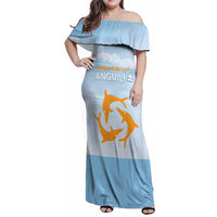 Personalized Republic of Anguilla Family Matching Off Shoulder Maxi Dress and Hawaiian Shirt Strength and Endurance - Wonder Print Shop