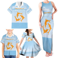 Personalized Republic of Anguilla Family Matching Tank Maxi Dress and Hawaiian Shirt Strength and Endurance - Wonder Print Shop