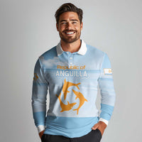 Personalized Republic of Anguilla Long Sleeve Polo Shirt Strength and Endurance - Wonder Print Shop