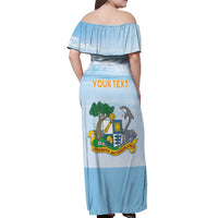 Personalized Republic of Anguilla Off Shoulder Maxi Dress Strength and Endurance - Wonder Print Shop