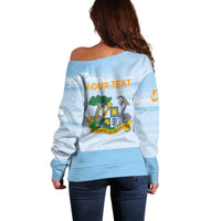 Personalized Republic of Anguilla Off Shoulder Sweater Strength and Endurance - Wonder Print Shop