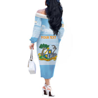 Personalized Republic of Anguilla Off The Shoulder Long Sleeve Dress Strength and Endurance - Wonder Print Shop