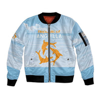 Personalized Republic of Anguilla Sleeve Zip Bomber Jacket Strength and Endurance - Wonder Print Shop