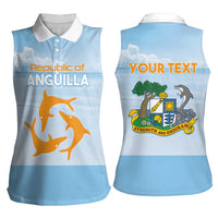 Personalized Republic of Anguilla Women Sleeveless Polo Shirt Strength and Endurance - Wonder Print Shop