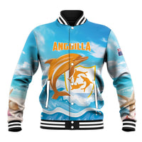 Personalized Anguilla Baseball Jacket Three Orange Gold Natural Dolphins - Wonder Print Shop