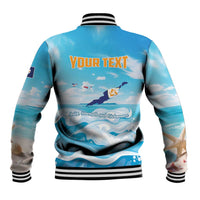 Personalized Anguilla Baseball Jacket Three Orange Gold Natural Dolphins - Wonder Print Shop