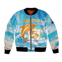 Personalized Anguilla Bomber Jacket Three Orange Gold Natural Dolphins - Wonder Print Shop