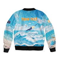 Personalized Anguilla Bomber Jacket Three Orange Gold Natural Dolphins - Wonder Print Shop