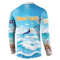 Personalized Anguilla Button Sweatshirt Three Orange Gold Natural Dolphins - Wonder Print Shop