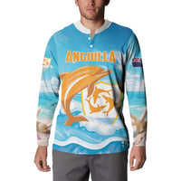 Personalized Anguilla Button Sweatshirt Three Orange Gold Natural Dolphins - Wonder Print Shop