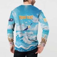 Personalized Anguilla Button Sweatshirt Three Orange Gold Natural Dolphins - Wonder Print Shop