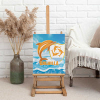 Anguilla Canvas Wall Art Three Orange Gold Natural Dolphins - Wonder Print Shop