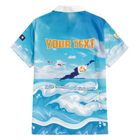 Personalized Anguilla Family Matching Off The Shoulder Long Sleeve Dress and Hawaiian Shirt Three Orange Gold Natural Dolphins