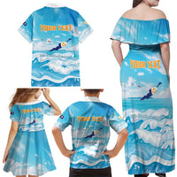 Personalized Anguilla Family Matching Off Shoulder Maxi Dress and Hawaiian Shirt Three Orange Gold Natural Dolphins - Wonder Print Shop