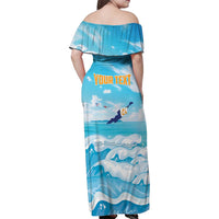 Personalized Anguilla Family Matching Off Shoulder Maxi Dress and Hawaiian Shirt Three Orange Gold Natural Dolphins - Wonder Print Shop