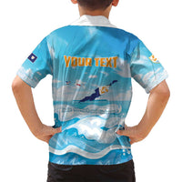 Personalized Anguilla Family Matching Puletasi and Hawaiian Shirt Three Orange Gold Natural Dolphins