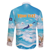 Personalized Anguilla Family Matching Puletasi and Hawaiian Shirt Three Orange Gold Natural Dolphins