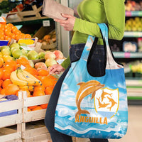 Anguilla Grocery Bag Three Orange Gold Natural Dolphins