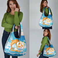 Anguilla Grocery Bag Three Orange Gold Natural Dolphins