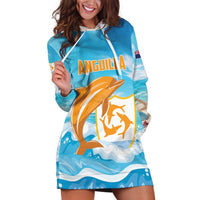 Personalized Anguilla Hoodie Dress Three Orange Gold Natural Dolphins - Wonder Print Shop