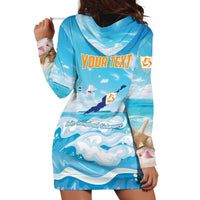Personalized Anguilla Hoodie Dress Three Orange Gold Natural Dolphins - Wonder Print Shop