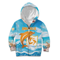 Personalized Anguilla Kid Hoodie Three Orange Gold Natural Dolphins - Wonder Print Shop