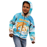 Personalized Anguilla Kid Hoodie Three Orange Gold Natural Dolphins - Wonder Print Shop