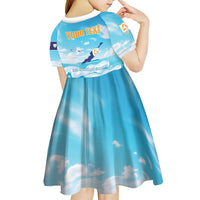 Personalized Anguilla Kid Short Sleeve Dress Three Orange Gold Natural Dolphins - Wonder Print Shop