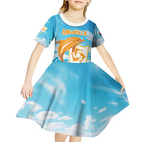 Personalized Anguilla Kid Short Sleeve Dress Three Orange Gold Natural Dolphins - Wonder Print Shop