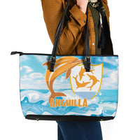 Anguilla Leather Tote Bag Three Orange Gold Natural Dolphins