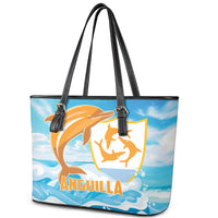 Anguilla Leather Tote Bag Three Orange Gold Natural Dolphins