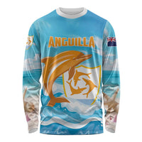 Personalized Anguilla Long Sleeve Shirt Three Orange Gold Natural Dolphins - Wonder Print Shop
