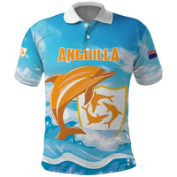 Personalized Anguilla Polo Shirt Three Orange Gold Natural Dolphins - Wonder Print Shop