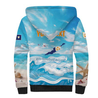 Personalized Anguilla Sherpa Hoodie Three Orange Gold Natural Dolphins - Wonder Print Shop