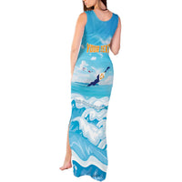 Personalized Anguilla Tank Maxi Dress Three Orange Gold Natural Dolphins - Wonder Print Shop