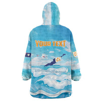 Personalized Anguilla Wearable Blanket Hoodie Three Orange Gold Natural Dolphins - Wonder Print Shop