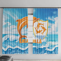 Anguilla Window Curtain Three Orange Gold Natural Dolphins - Wonder Print Shop