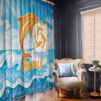 Anguilla Window Curtain Three Orange Gold Natural Dolphins - Wonder Print Shop